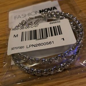 Rhinestone silver hoops